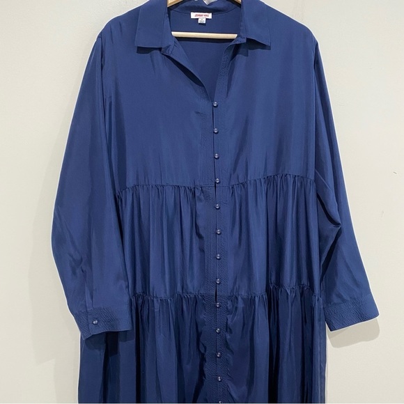 JOHNNY WAS Tiered Wanderer Dress Silk Blue Size Medium - Picture 4 of 12